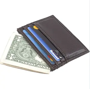Portefeuille mince en cuir de qualité supérieure avec languette de traction, portefeuille minimaliste Mini portefeuille à deux volets en cuir Pu porte-carte de crédit pince à billets