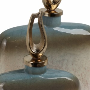 Vaso in Vetro Arrotondato con Finitura in Metallo, Decorazione Moderna per Casa, Tavolo o Ufficio, Vaso per Fiori - Product Image 5