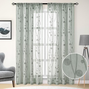 <span class=keywords><strong>Rideaux</strong></span> transparents brodé motif Floral poche <span class=keywords><strong>lin</strong></span> Semi transparent Voile fenêtre <span class=keywords><strong>rideaux</strong></span> chambre salon occultant flamme - Product Image 1