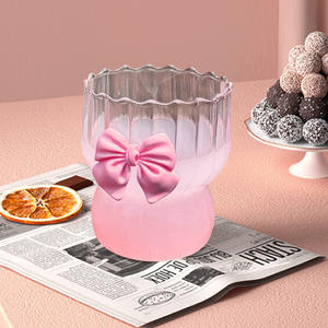 Mug en verre borosilicate personnalisable en gros, 300 ml, rose, design nœud tridimensionnel, fait main, minimaliste, résistant à la chaleur - Product Image 5