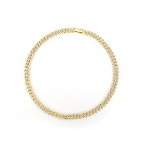 Flat Cuban <b>Chain</b> with Full Crystals for Men and Women <b>Iced</b> <b>Out</b> Hip Hop Style Gold Plated Necklace With Watch Clasp - Product Image 5