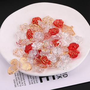 Cuentas acrílicas transparentes con borde dorado de estilo mixto para la fabricación de joyas, 50g, formas mixtas, cuentas sueltas de resina, accesorios para bricolaje - Product Image 5