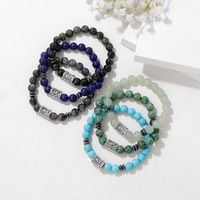 Neuheit Wikinger-Runen-Symbol Norwegisches Perlenarmband 8mm Steinperlen Retro Roter Achat Elastisches Schnurarmband für Beste Geschenke