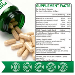 Capsule per la Salute della Prostata 90p, Miscela SNAP con Saw Palmetto, Reishi, Maitake, Zinco, Selenio, Licopene, Integratore per il Benessere Maschile - Product Image 3
