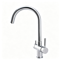 Robinet mélangeur chromé à double poignée avec cartouche céramique pour système de filtration RO de cuisine, eau chaude/froide et refroidisseur de soda - Vente chaude