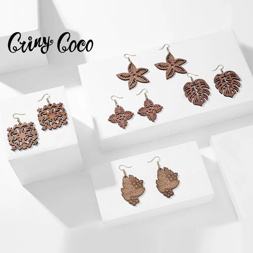Cring CoCo Fashion Jewelry Earrings High Quality Hook Circle Earrings Wholesale Hawaiian Wooden Wood Earrings For women