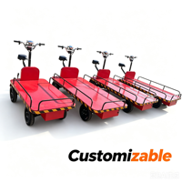 Chariot électrique à quatre roues avec rails avant et arrière détachables, conduite en marche arrière, chariot logistique d'entrepôt personnalisable
