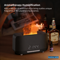 Humidificateur d'air OEM ODM 400 ml avec haut-parleur Bluetooth, veilleuse LED colorée, simulation de flamme, diffuseur d'arômes avec télécommande et horloge