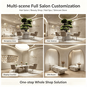 Muebles de mostrador con superficie de piedra de estilo simple y diseño de temática personalizada para salón de belleza de lujo. - Product Image 2