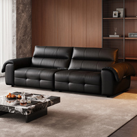 112182 Quanu Großhandel Schwarzes Luxus-Sofa aus Vollnarbenleder für Wohnzimmer Echtes Ledersofa für Möbelimporteure/Distributoren