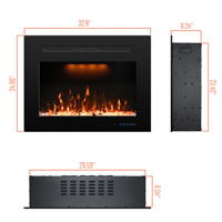 Luxstar 33 "Vente en gros Insert de cheminée électrique avec cheminée décorative à flamme LED réaliste multicolore avec télécommande