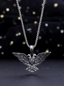 Jewelry European Personality Hip Hop Style Double Headed Eagle Stainless Steel Pendant Necklace