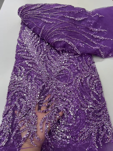 NI.AI or broderie Tulle Net dentelle tissus luxe perlé séquence mariée dentelle tissu avec perles - Product Image 3