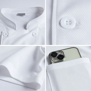 High-end Chef Clothing Custom Double-breasted Gray Short-sleeved Chef Uniform Printed Embroidery Logo Hotel Work Uniform - Product Image 2