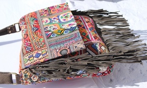 กระเป๋าแบนจาราแท้สไตล์วินเทจ - กระเป๋าโท้ทงานแฮนด์เมดลายปะติดชนเผ่าอินเดีย พร้อมงานกระจกเงา ของขวัญวันครบรอบสำหรับเธอ - Product Image 2