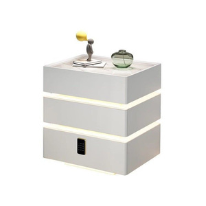 Wholesale Modern <strong>Grey</strong> Wooden Wireless Charging Beside <strong>Table</strong> Smart Night Stand <strong>Set</strong> <strong>of</strong> <strong>2</strong> Luxury Nightstand - Product Image 4