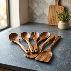 Juego de 2 Utensilios de Cocina Hechos a Mano con Madera de Mango Natural, Resistentes al Calor, Fáciles de Limpiar, Multifuncionales, para Sal y Especias - Product Image 5