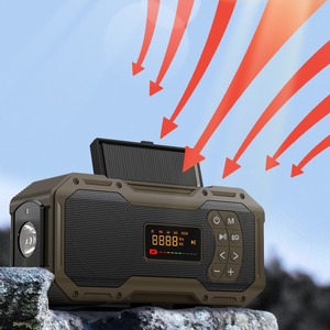 Haut-parleur portable avec panneau solaire, radio, lampe de poche, batterie rechargeable, utilisation en extérieur - Product Image 1