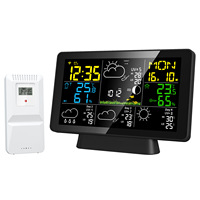 Station météo numérique intelligente Tuya OLED sans fil avec capteur extérieur Wi-Fi, thermomètre, hygromètre, horloge et alarme pour la maison (en plastique)