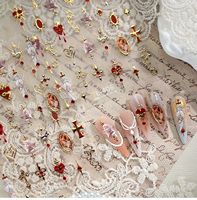 Autocollants pour ongles pour la Saint-Valentin, motif cœur, amour, gothique, vintage, ange, croix, décalcomanies pour ongles pour décorations romantiques d'art d'ongles