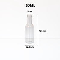 Botol minuman keras plastik hewan peliharaan Mini 50ML/1.67oz dengan tutup ROPP aluminium