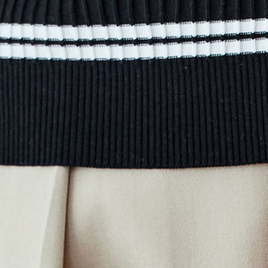 Haut à <span class=keywords><strong>manches</strong></span> <span class=keywords><strong>courtes</strong></span> et col rabattu à rayures de printemps pour femmes - Product Image 4