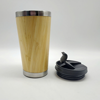 Gobelet écologique en acier inoxydable de 450ml tasse à café personnalisable avec couvercle au design classique en bambou