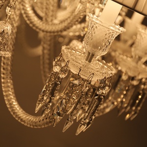 American European E12 Remote Middle Chandelier White Transparent Glass French Crystal for Living Dining Villa Pendant Lights - Product Image 5