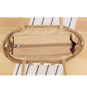 Bán buôn công suất lớn Crossbody Tote túi dệt giấy rơm Túi kỳ nghỉ túi xách cho phụ nữ - Product Image 3