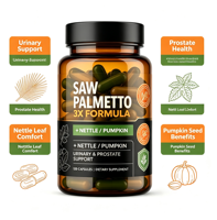 Capsules sous Marque Blanche OEM Formule 3X Saw Palmetto avec Ortie et Citrouille pour le Soutien de la Prostate et des Voies Urinaires