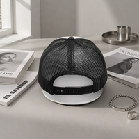 Casquette Trucker Bicolore 5 Panneaux en Gros, Logo Brodé 3D Personnalisé, en Polyester Respirant avec Maille, Unisexe, pour Sports et Cyclisme Estival