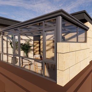 Kits de véranda modernes en aluminium avec toit en verre trempé isolant pour usage résidentiel, véranda à toit plat, maisons en verre - Product Image 3