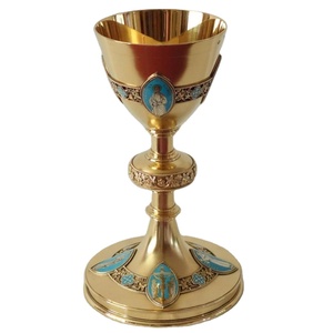 Stylish Chalice Brass Color Also Customized With Etching Design Chalice is handmade high-quality brass church - Product Image 1