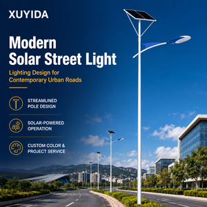Système d'éclairage solaire de rue XUYIDA IP66, luminaire LED monté sur poteau avec contrôleur intelligent et puces LED à haut lumen, OEM ODM - Product Image 1
