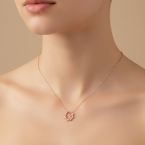 Collar con Colgante de Diamante Natural Real en Oro Rosa de 18K, Joyería Minimalista de Calidad Excepcional para Uso Diario - Product Image 1