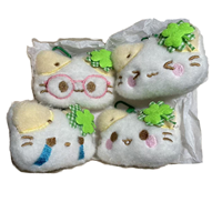 Porte-clés en peluche chat mignon avec trèfle à quatre feuilles vert porte-bonheur, décoration portable pour Halloween, breloque de sac