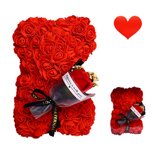 Oso de Peluche de Rosas de Material PE de 25 cm, el Mejor Regalo para el Día de San Valentín 2024, Oso de Flores Artificiales de Rosas de 35 cm para Novia - Product Image 4