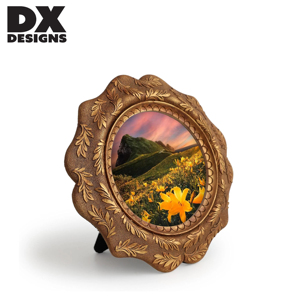 Cadre photo rond en MDF vintage floral personnalisé DX Designs, 4/5 pouces, en bois brun, pour décoration de table et murale - Product Image 4