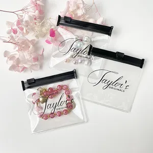 Custom Black Transparent PVC Ziplock Jewelry Bags Earring Pouches Plastic Zipper Bag