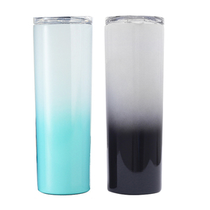 Wholesale Reusable <b>Double</b> <b>Wall</b> Travel Coffee Mugs Stainless Steel Insulated 20 oz Skinny Tumblers with Lid & Straw - Product Image 1