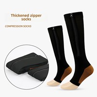 Chaussettes de compression élastiques de sport transfrontalières hiver épaissi chaud longue fermeture à glissière pour équipage Compression absorbant la sueur