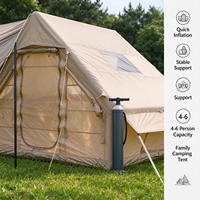 Tente de camping gonflable robuste en Oxford 300D avec structure en A, poteaux de support rapides en PVC, et auvent à arceaux pour glamping, imperméable
