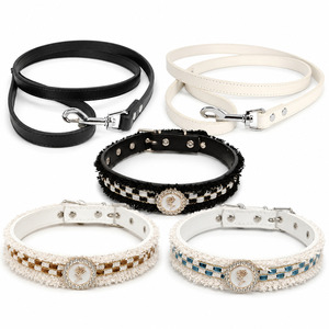 Collier pour <span class=keywords><strong>chien</strong></span> réglable en PU, style princesse rétro, pour chiens de petite, moyenne et grande taille, avec laisse universelle - Product Image 1