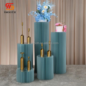 SMOOTH Precio de fábrica: Plintos redondos romanos de papel plegable con diseño de panal de abeja y forma cilíndrica, para exhibición de postres y decoración de bodas y fiestas - Product Image 1