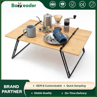 Table de camping portable en bambou naturel, table d'extérieur légère, table pliante pour le camping, table de cuisson, rangement pour l'extérieur