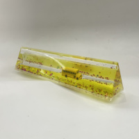 Presse-papiers liquide en acrylique 3D flottant Aqua Jaune Bleu avec figurine de poisson flottante pour l'école, les étudiants et le bureau