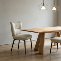 Chaise de salle à manger minimaliste contemporaine avec structure en fer massif, revêtement en similicuir, pieds en métal, pour la maison, les hôtels, les restaurants, les écoles