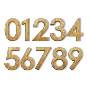 Nomor rumah butiran kayu BS, nomor pintu lantai modern, hotel sekolah, tanda digital yang berlaku