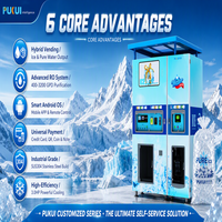 Distributeur automatique d'eau et de glace pure PUKUI pour intérieur, avec paiement par carte de crédit, pièces et jetons, et système d'ensachage et de scellage