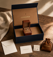 Coffret d'emballage de luxe personnalisé Lionwrapack : Boîte à bagues en bois, pochette à bijoux, enveloppe et carte cadeau pour emballage